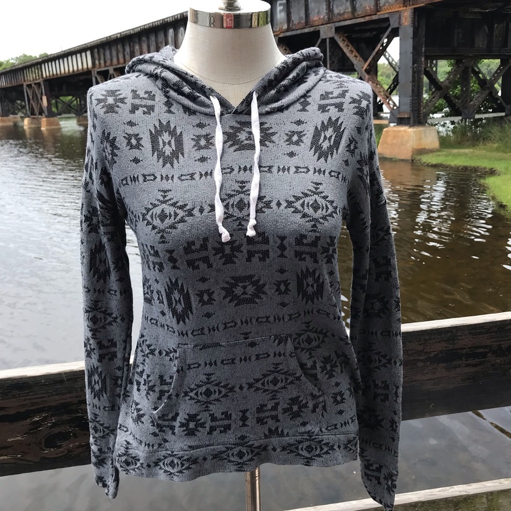 Hollister Aztec Drawstring Hooded Sweatshirt